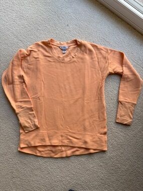 Athleta Peach Waffle-Knit Crewneck Top